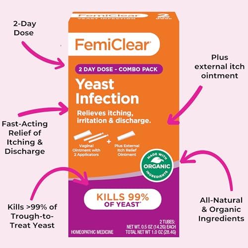 FemiClear Ungüento para Hongos e Irritación, Dosis de 2 Días, Ingredientes Naturales y Orgánicos, Alivio para Síntomas Moderados a Intensos - imagen 3
