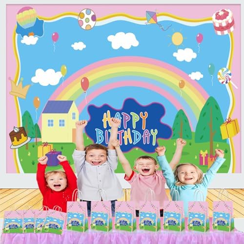 Decoraciones de Cumpleaños YOOUUQIAN 20PCS de Cerdito de Caricatura, Bolsas de Regalo Rosadas para Fiesta de Anime para Niños y Niñas - imagen 2