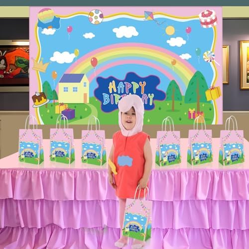 Decoraciones de Cumpleaños YOOUUQIAN 20PCS de Cerdito de Caricatura, Bolsas de Regalo Rosadas para Fiesta de Anime para Niños y Niñas - imagen 3