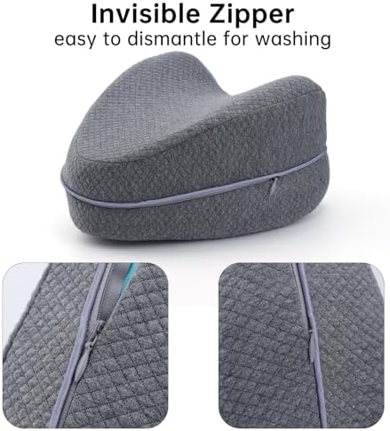 Funda de Almohada con Cremallera Invisible Compatible con Almohada de Rodilla Contour Legacy, Antipilling y Lavable, 2 Piezas (Gris) - imagen 5
