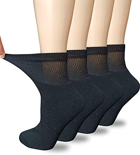Calcetas VEIGIKE para Mujer, Extra Anchas, Confortables y Sueltas, 4 Paquetes, Talla 9-11, Negros, Antibacteriales y para Pies Diabéticos - imagen 1