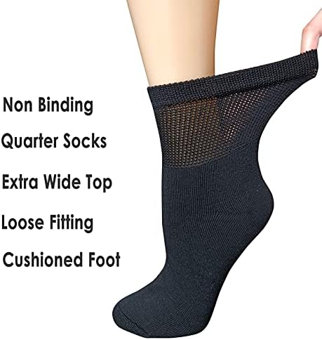 Calcetas VEIGIKE para Mujer, Extra Anchas, Confortables y Sueltas, 4 Paquetes, Talla 9-11, Negros, Antibacteriales y para Pies Diabéticos - imagen 2