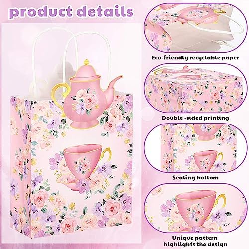 Bolsitas de Favor para Fiesta de Té Lincia 24 Piezas con Diseño de Taza y Tetera, Decoraciones Florales para Bautizos, Cumpleaños y Bodas - imagen 3
