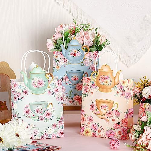 Bolsitas de Favor para Fiesta de Té Lincia 24 Piezas con Diseño de Taza y Tetera, Decoraciones Florales para Bautizos, Cumpleaños y Bodas - imagen 5