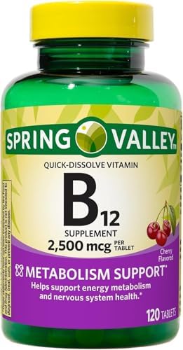 Tabletas de Vitamina B12 de Spring Valley, 2500 mcg, Suplemento Dietético, 120 Tabletas, Complejo de Vitaminas B para Hombres y Mujeres, Incluye - imagen 5