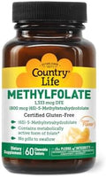 Tabletas Masticables de Methylfolato Country Life - Folato Metabólicamente Activo - Sabor Naranja - Sin Gluten - Suaves y Veganas - Vitaminas para - imagen 1