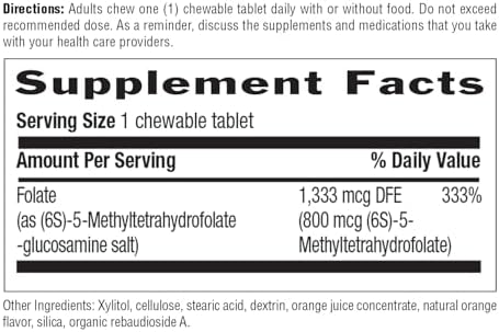 Tabletas Masticables de Methylfolato Country Life - Folato Metabólicamente Activo - Sabor Naranja - Sin Gluten - Suaves y Veganas - Vitaminas para - imagen 4
