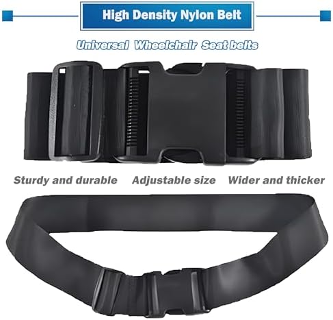 Cinturón de Seguridad para Silla de Ruedas GFertre, Ajustable de 31-86 y 2 de Ancho - Negro Antideslizante y Anticaída, Extra Largo para Personas - imagen 2