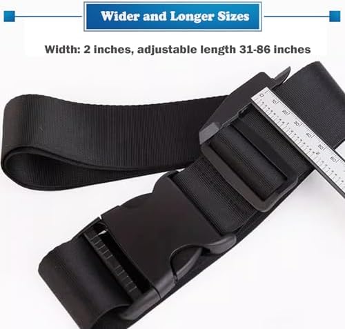 Cinturón de Seguridad para Silla de Ruedas GFertre, Ajustable de 31-86 y 2 de Ancho - Negro Antideslizante y Anticaída, Extra Largo para Personas - imagen 6