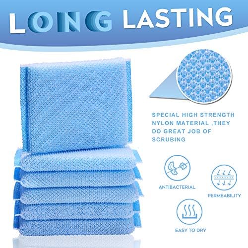 Paquete de 12 Esponjas de Nylon para Limpiar, Duraderas y Reutilizables, Almohadillas de Limpieza Multiusos para Cocina y Baño - imagen 3