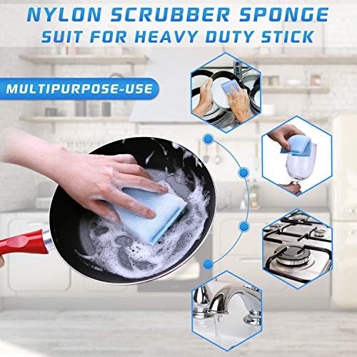 Paquete de 12 Esponjas de Nylon para Limpiar, Duraderas y Reutilizables, Almohadillas de Limpieza Multiusos para Cocina y Baño - imagen 5
