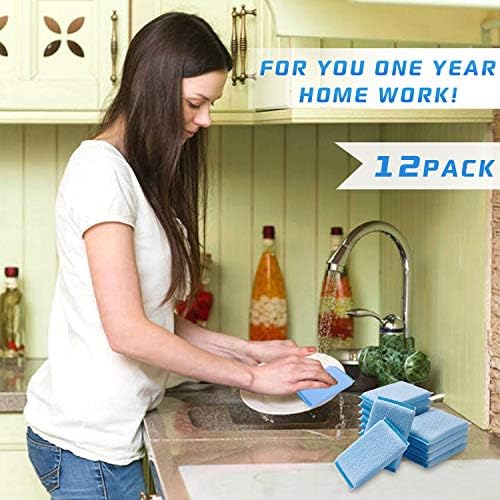 Paquete de 12 Esponjas de Nylon para Limpiar, Duraderas y Reutilizables, Almohadillas de Limpieza Multiusos para Cocina y Baño - imagen 6