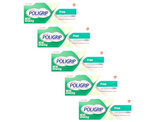 Crema Adhesiva para Dentaduras Poligrip (Paquete de 5) - Fijación Fuerte Todo el Día, Sin Zinc, Sin Saborizantes ni Colorantes Artificiales - 0.75 Oz - imagen 2