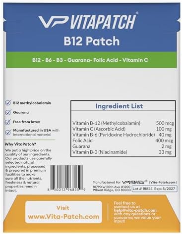 Parches de B12 VitaPatch para Energía Plus – Paquete de 75 Parches – B12 con Metilcobalamina y Guaraná - imagen 2