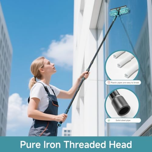 Herramienta de limpieza de ventanas Buysenton 2 en 1 con extensión de 62, cabezal rotatable y flexible, kit de limpieza para vidrio de auto, ducha y - imagen 4