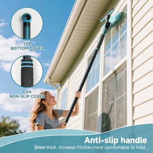 Herramienta de limpieza de ventanas Buysenton 2 en 1 con extensión de 62, cabezal rotatable y flexible, kit de limpieza para vidrio de auto, ducha y - imagen 5