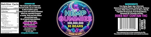 Gomitas de Cáñamo para Sueño Profundo y Relajación - Caramelos de Aceite de Cáñamo - Hecho en EE. UU. - 95 Ositos de Goma - imagen 2