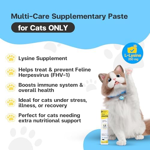 Suplemento en Pasta VFcare L-Lisina para Gatos 250mg Sabor Atún con Salmón, Apoya Inmunidad, Recuperación del Estrés y Digestión, 30 Sobres - imagen 4