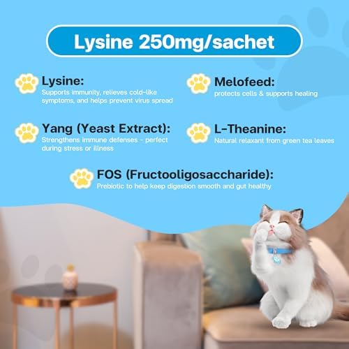 Suplemento en Pasta VFcare L-Lisina para Gatos 250mg Sabor Atún con Salmón, Apoya Inmunidad, Recuperación del Estrés y Digestión, 30 Sobres - imagen 5