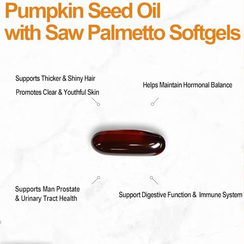 Cápsulas de Aceite de Semilla de Calabaza con Saw Palmetto, Prensado en Frío, Ácidos Grasos Esenciales para la Salud de la Vejiga y Próstata, 300 - imagen 4