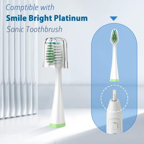 Cabezas de cepillo de repuesto para cepillo de dientes eléctrico Sonic Smile Bright Platinum, cerdas suaves, paquete de 5, con cubiertas - imagen 2