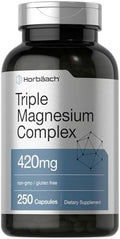 Horbäach Complejo Triple de Magnesio | 420 mg | 250 Cápsulas | Fórmula Sin OGM y Sin Gluten | Suplemento Dietético de Óxido, Citrato y Aspartato de - imagen 1
