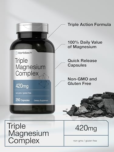 Horbäach Complejo Triple de Magnesio | 420 mg | 250 Cápsulas | Fórmula Sin OGM y Sin Gluten | Suplemento Dietético de Óxido, Citrato y Aspartato de - imagen 4