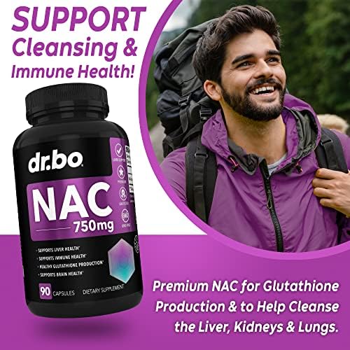 Suplemento NAC N-Acetil Cisteína en Cápsulas de 750mg - Vitamina Pura para Apoyo Diario del Hígado, Limpieza Pulmonar, Desintoxicación Renal y Salud - imagen 3