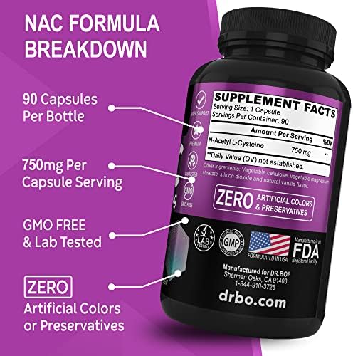 Suplemento NAC N-Acetil Cisteína en Cápsulas de 750mg - Vitamina Pura para Apoyo Diario del Hígado, Limpieza Pulmonar, Desintoxicación Renal y Salud - imagen 6