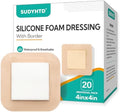 Paquete de 20 Vendajes de Espuma de Silicona 4x4 con Borde Suave, Vendajes Impermeables para Cuidado de Heridas, Súper Absorbentes, Parche para - imagen 1