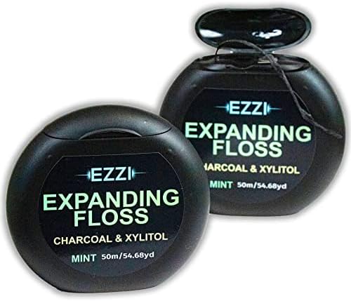 Hilo Dental EZZI Expandible Tejido | Suave y Texturizado con Carbón y Xilitol para Limpiar Óptimamente las Encías | Menta | Grueso y 109 Yardas - imagen 1