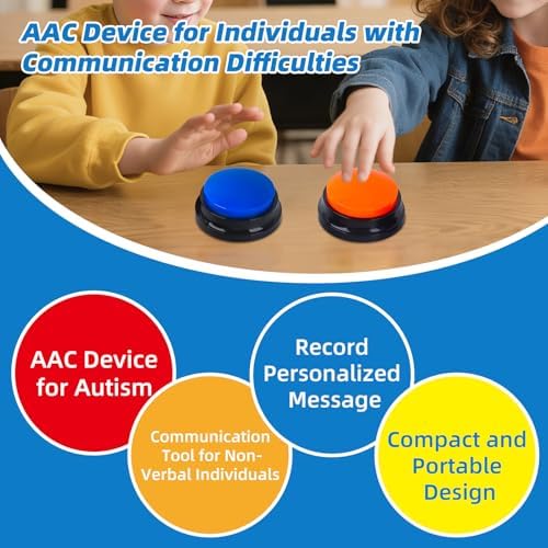 Paquete de 4 Dispositivos de Comunicación AAC Portátiles para Personas con Autismo, Botones de Grabación de Voz para Niños No Verbales, Ideal para - imagen 4