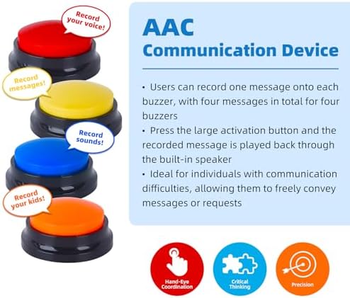 Paquete de 4 Dispositivos de Comunicación AAC Portátiles para Personas con Autismo, Botones de Grabación de Voz para Niños No Verbales, Ideal para - imagen 5