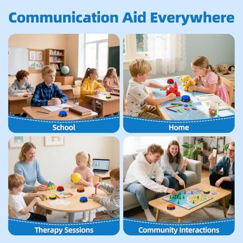 Paquete de 4 Dispositivos de Comunicación AAC Portátiles para Personas con Autismo, Botones de Grabación de Voz para Niños No Verbales, Ideal para - imagen 7