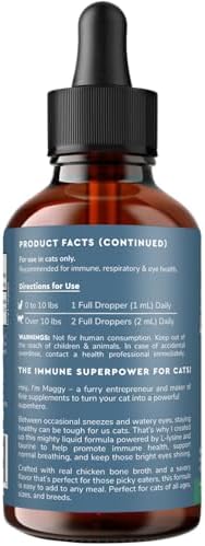 Suplemento Premium de L-Lisina para Gatos – Apoyo Inmunológico, Estornudos, Nariz Moquienta, Ojos Llorosos y Salud Nasal – 60ML de Lisina para - imagen 8