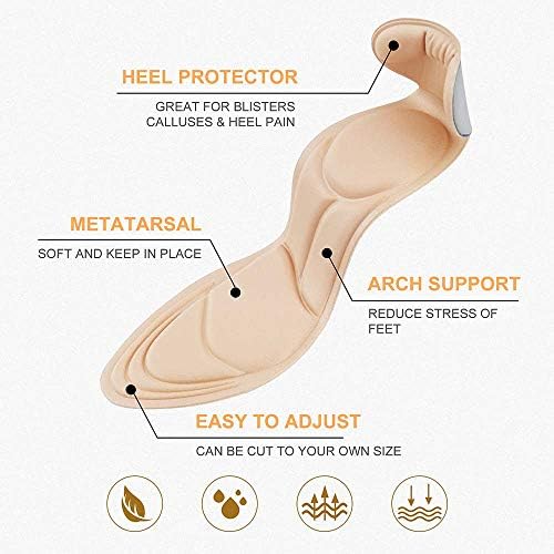 Plantillas para zapatos 2020, almohadillas de esponja con inserciones para tacones altos, alivio de dolor en metatarso/arco y talón (Mujeres 4.5-9.5) - imagen 2