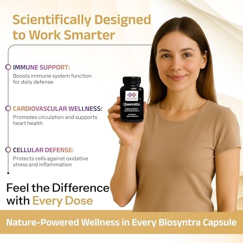 Biosyntra Quercetina Pura 500mg - Cápsulas de Quercetina para Soporte Inmunológico y Protección Celular - Sin Gluten, No Transgénico, 120 Cápsulas - imagen 3