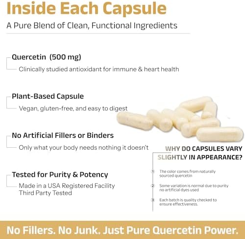 Biosyntra Quercetina Pura 500mg - Cápsulas de Quercetina para Soporte Inmunológico y Protección Celular - Sin Gluten, No Transgénico, 120 Cápsulas - imagen 6