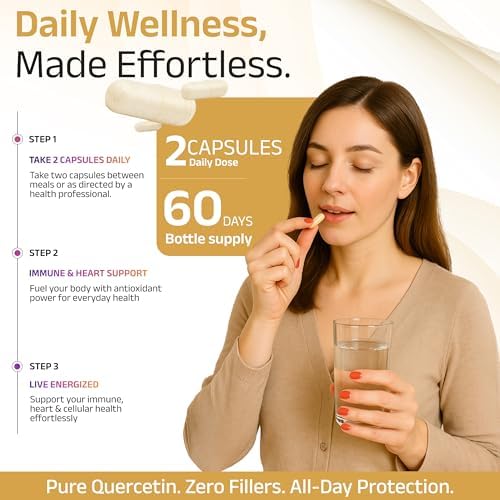 Biosyntra Quercetina Pura 500mg - Cápsulas de Quercetina para Soporte Inmunológico y Protección Celular - Sin Gluten, No Transgénico, 120 Cápsulas - imagen 7
