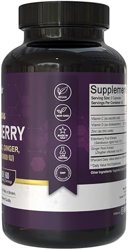 Cápsulas de Elderberry Sambucus NutriFlair, 120 Cápsulas (Suministro de 2 Meses) - Extracto de Saúco con Vitamina C, D3, Zinc y Jengibre - Apoyo - imagen 3