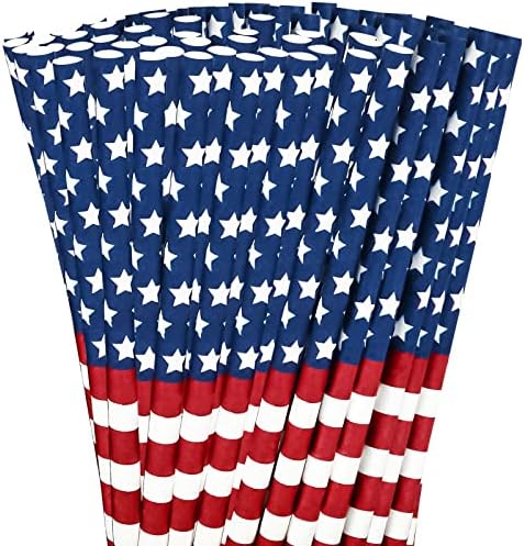 Popotes Desechables Patrióticos AnyDesign 200 Pcs con Diseño de Bandera Americana para el 250 Aniversario - Ideal para el 4 de Julio y Fiestas - imagen 1