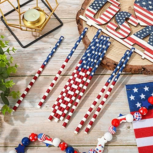 Popotes Desechables Patrióticos AnyDesign 200 Pcs con Diseño de Bandera Americana para el 250 Aniversario - Ideal para el 4 de Julio y Fiestas - imagen 4