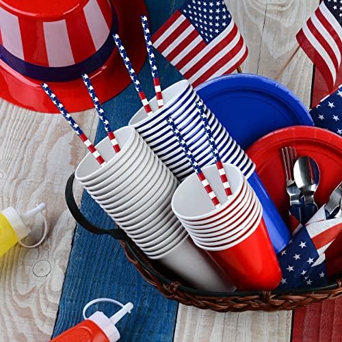 Popotes Desechables Patrióticos AnyDesign 200 Pcs con Diseño de Bandera Americana para el 250 Aniversario - Ideal para el 4 de Julio y Fiestas - imagen 5