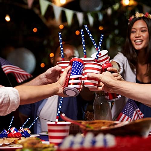 Popotes Desechables Patrióticos AnyDesign 200 Pcs con Diseño de Bandera Americana para el 250 Aniversario - Ideal para el 4 de Julio y Fiestas - imagen 7