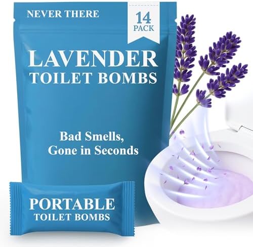 Bolas de Espuma para Inodoro Never There - 14 Piezas, Discretas y Portátiles, Aroma a Lavanda | Refrescante para Baño en Movimiento que Elimina - imagen 1