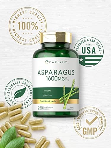 Suplemento de Espárrago Carlyle | 250 Cápsulas en Polvo | Fórmula Sin OGM y Sin Gluten | Extracto de Hierbas Tradicional de Alta Potencia - imagen 5