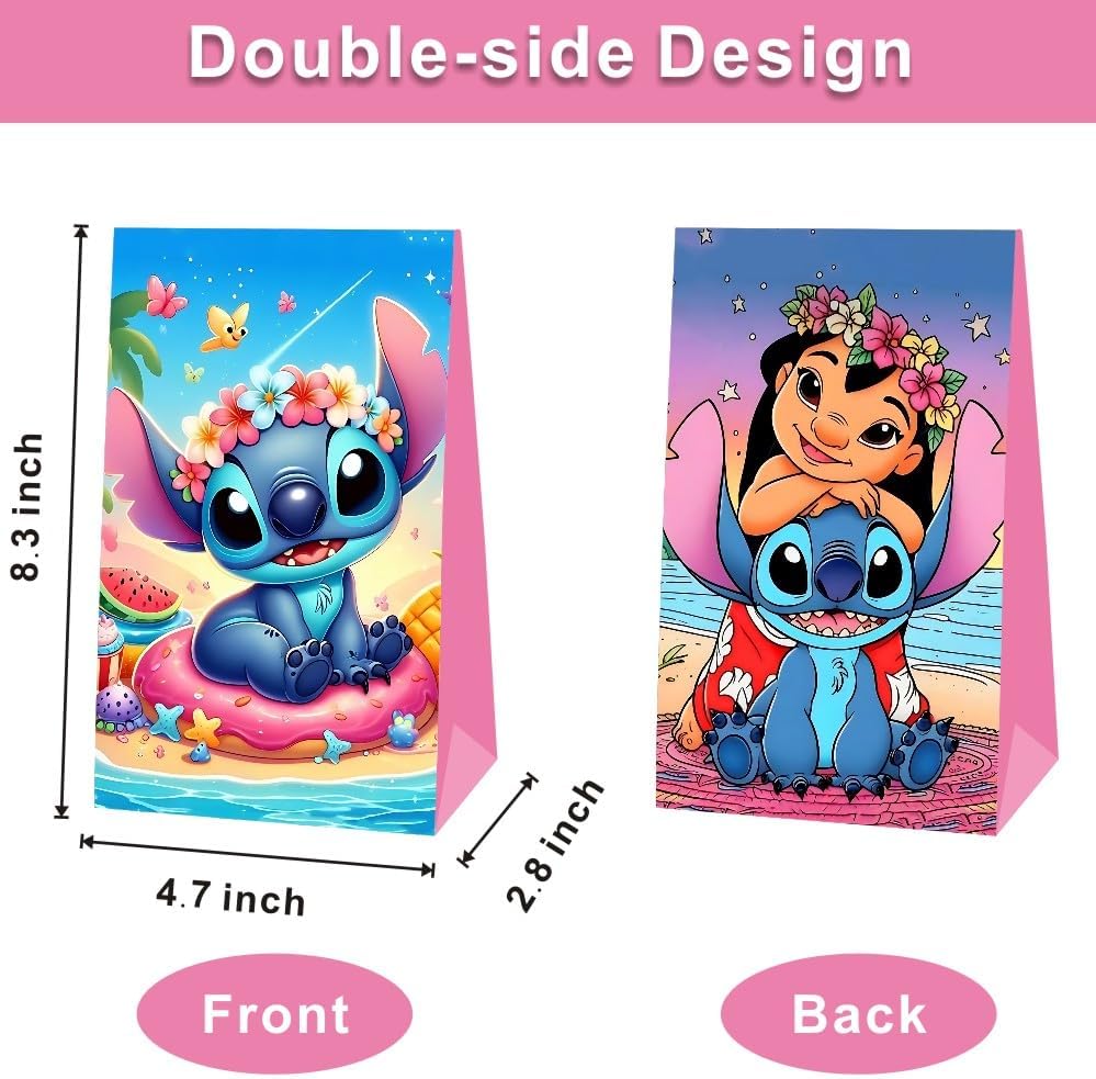 BNFUO 12 piezas de bolsas de regalo y de fiesta de Stitch para cumpleaños, suministros y decoraciones de fiesta de cumpleaños - imagen 3