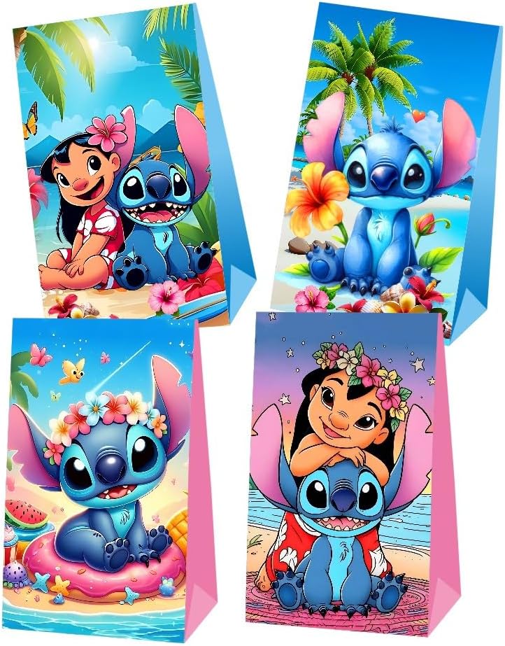 BNFUO 12 piezas de bolsas de regalo y de fiesta de Stitch para cumpleaños, suministros y decoraciones de fiesta de cumpleaños - imagen 4