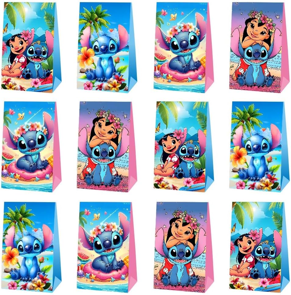 BNFUO 12 piezas de bolsas de regalo y de fiesta de Stitch para cumpleaños, suministros y decoraciones de fiesta de cumpleaños - imagen 5
