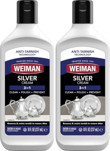 Limpiador de Crema Weiman para Plata 3 en 1, Tecnología Antioxidante, Limpia, Pule, Brilla y Restaura, Elimina y Previene el Deslustre, 8 Oz (Paquete - imagen 1